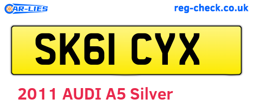 SK61CYX are the vehicle registration plates.