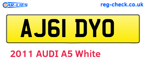 AJ61DYO are the vehicle registration plates.