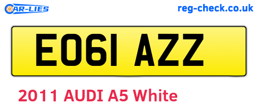 EO61AZZ are the vehicle registration plates.