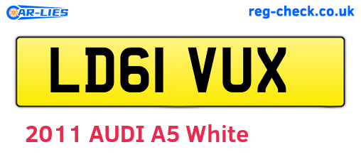 LD61VUX are the vehicle registration plates.