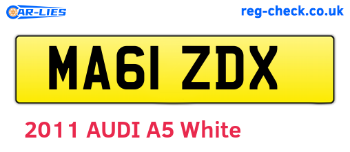 MA61ZDX are the vehicle registration plates.