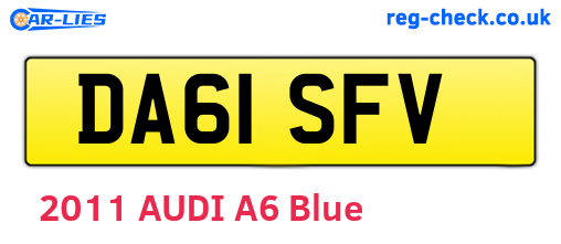 DA61SFV are the vehicle registration plates.