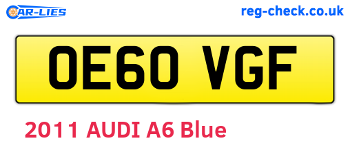 OE60VGF are the vehicle registration plates.