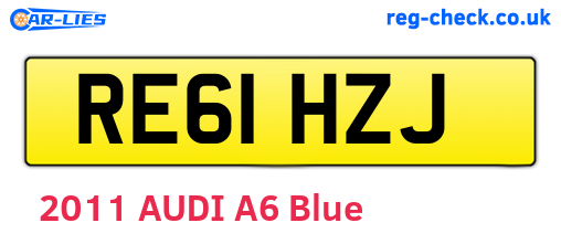 RE61HZJ are the vehicle registration plates.