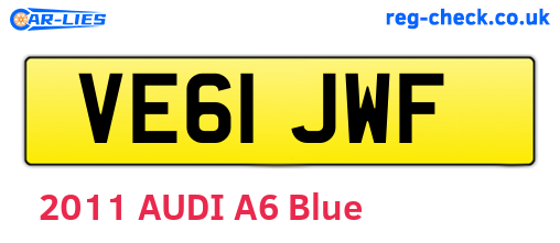 VE61JWF are the vehicle registration plates.