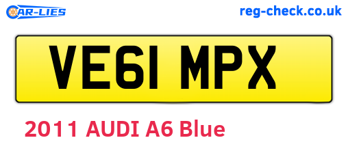 VE61MPX are the vehicle registration plates.