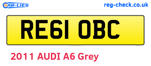 RE61OBC are the vehicle registration plates.