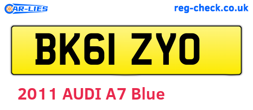 BK61ZYO are the vehicle registration plates.