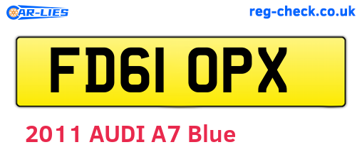 FD61OPX are the vehicle registration plates.