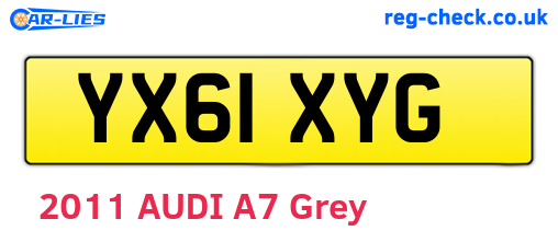 YX61XYG are the vehicle registration plates.