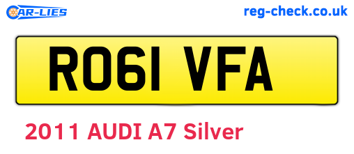 RO61VFA are the vehicle registration plates.
