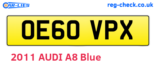 OE60VPX are the vehicle registration plates.