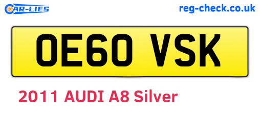 OE60VSK are the vehicle registration plates.