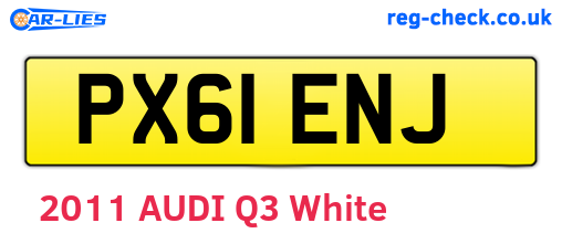 PX61ENJ are the vehicle registration plates.