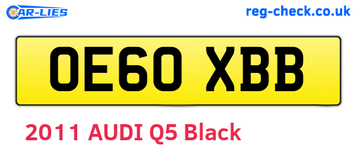 OE60XBB are the vehicle registration plates.