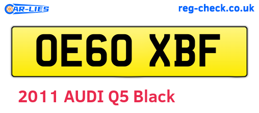 OE60XBF are the vehicle registration plates.