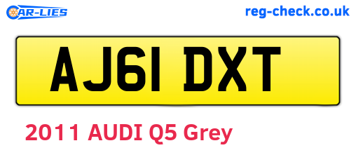 AJ61DXT are the vehicle registration plates.