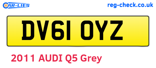 DV61OYZ are the vehicle registration plates.