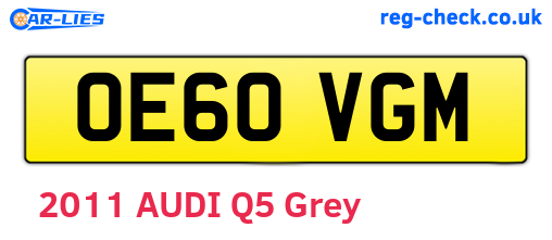 OE60VGM are the vehicle registration plates.