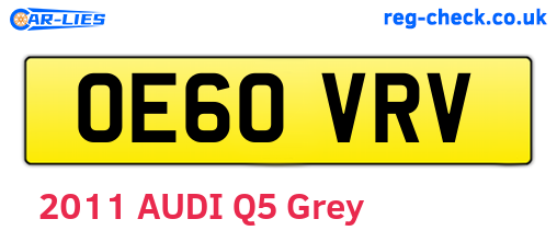 OE60VRV are the vehicle registration plates.