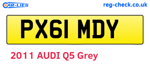 PX61MDY are the vehicle registration plates.