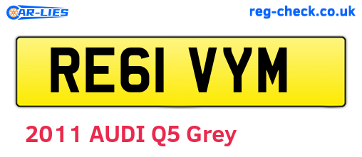 RE61VYM are the vehicle registration plates.