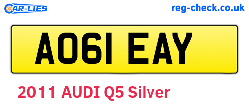 AO61EAY are the vehicle registration plates.