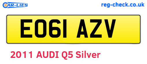 EO61AZV are the vehicle registration plates.