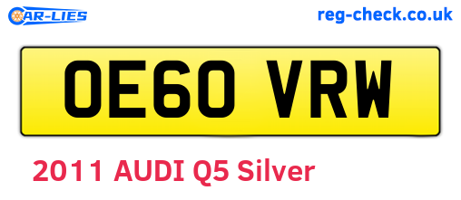 OE60VRW are the vehicle registration plates.