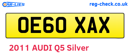 OE60XAX are the vehicle registration plates.