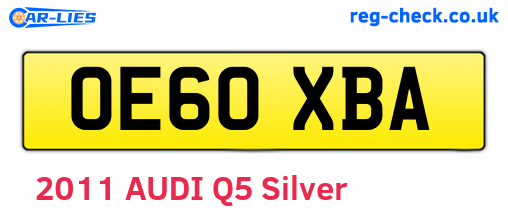 OE60XBA are the vehicle registration plates.