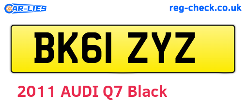 BK61ZYZ are the vehicle registration plates.