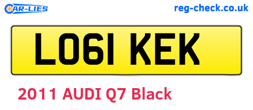 LO61KEK are the vehicle registration plates.
