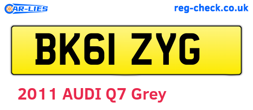 BK61ZYG are the vehicle registration plates.