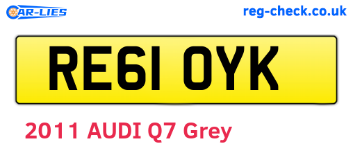 RE61OYK are the vehicle registration plates.