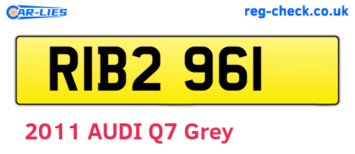 RIB2961 are the vehicle registration plates.