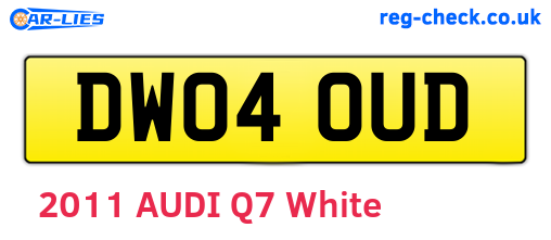 DW04OUD are the vehicle registration plates.