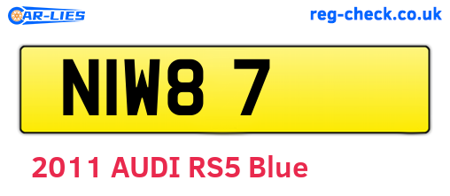 NIW87 are the vehicle registration plates.