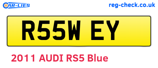 R55WEY are the vehicle registration plates.
