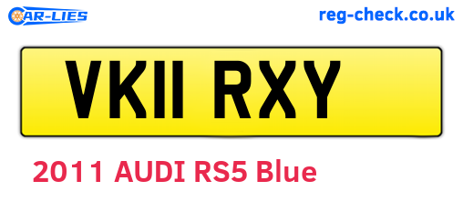 VK11RXY are the vehicle registration plates.