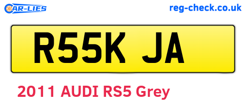 R55KJA are the vehicle registration plates.