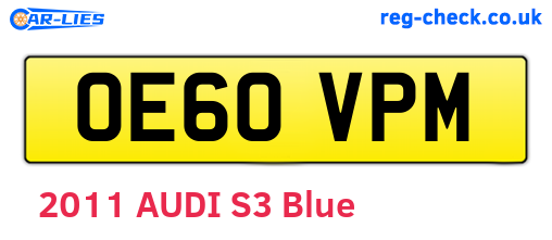 OE60VPM are the vehicle registration plates.
