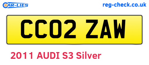 CC02ZAW are the vehicle registration plates.