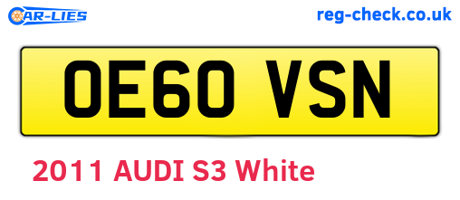 OE60VSN are the vehicle registration plates.