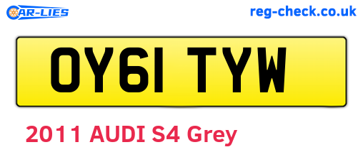 OY61TYW are the vehicle registration plates.