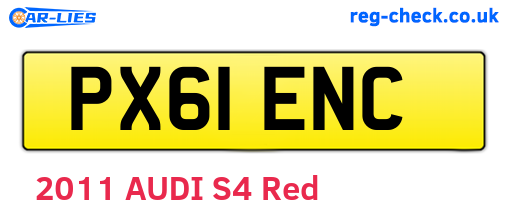 PX61ENC are the vehicle registration plates.