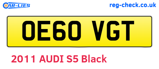OE60VGT are the vehicle registration plates.
