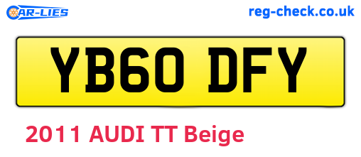 YB60DFY are the vehicle registration plates.
