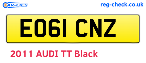 EO61CNZ are the vehicle registration plates.
