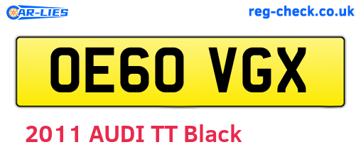 OE60VGX are the vehicle registration plates.